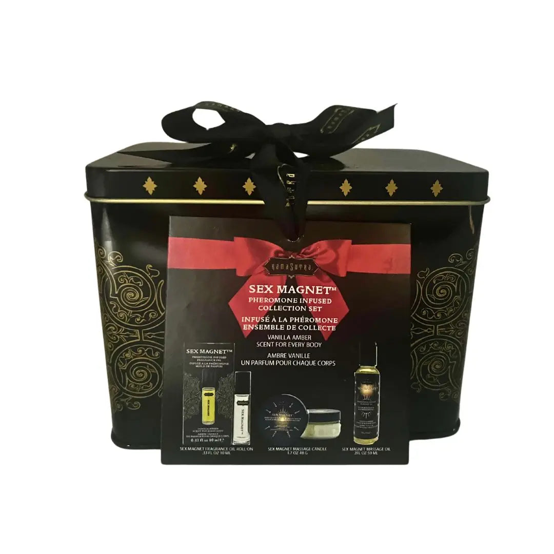 Sex Magnet Pheromone Vanilla Amber Gift Set Includes: Roll On Fragrance, Massage Oil, Massage Candle Gift Sets