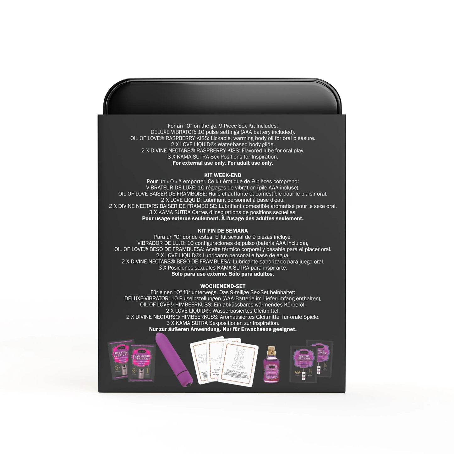 WEEKENDER KIT VIBE Raspberry Dreams Includes: Oil of Love, Reusable 10 speed mini vibe, Massage Oil, Love Liquid and Erotic Playcards Gift Sets