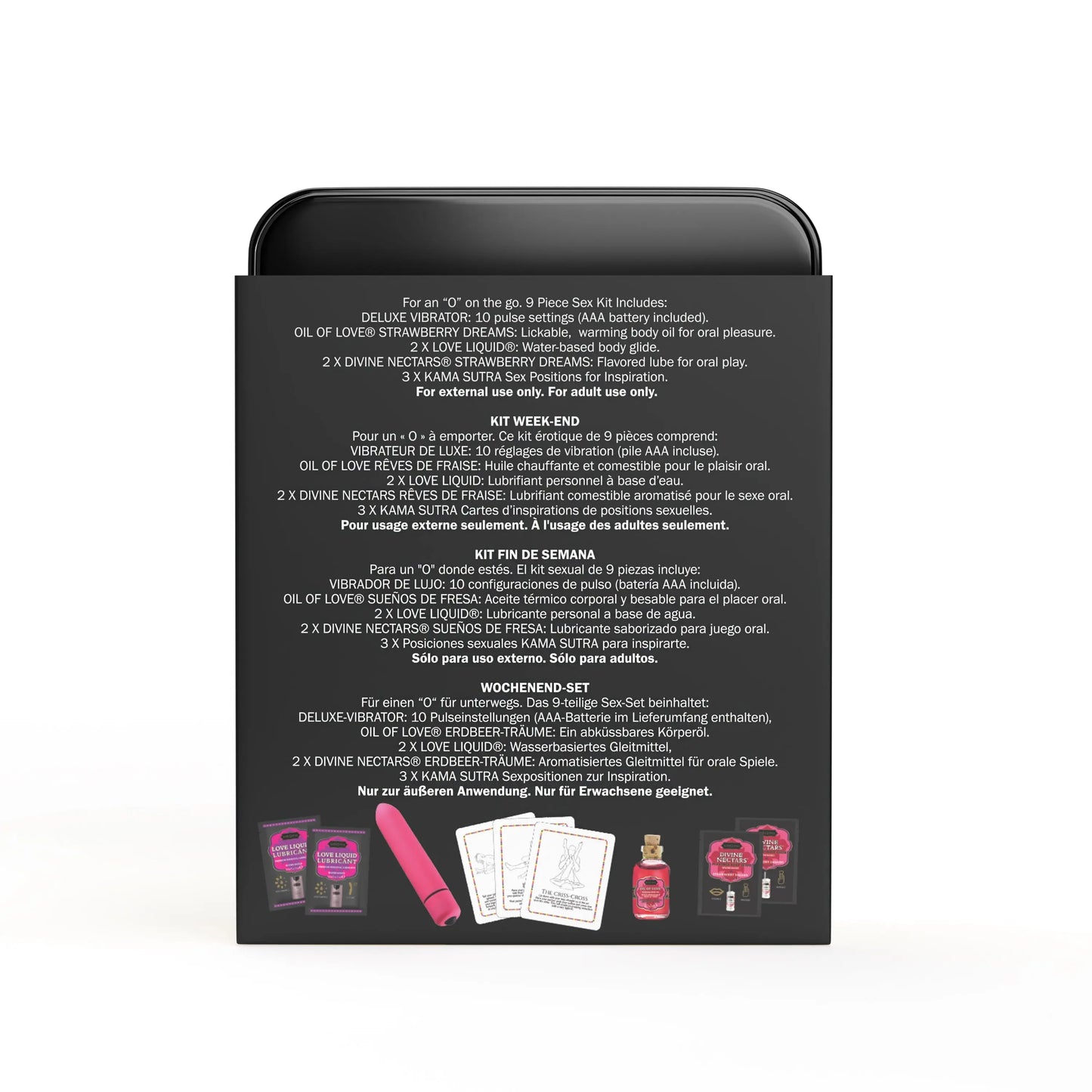 WEEKENDER KIT VIBE Strawberry Dreams Includes: Oil of Love, Reusable 10 speed mini vibe, Massage Oil, Love Liquid and Erotic Playcards Gift Sets