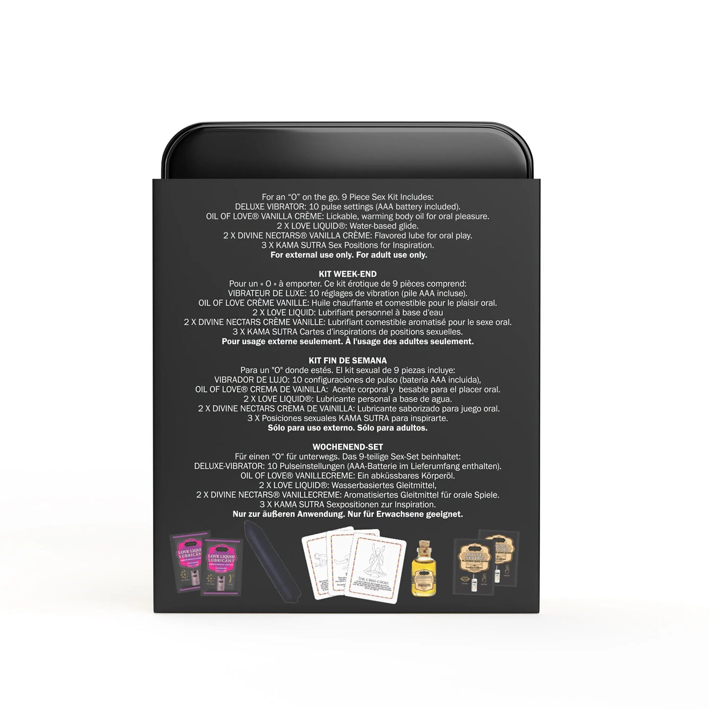 WEEKENDER KIT VIBE Vanilla Includes: Oil of Love, Reusable 10 speed mini vibe, Massage Oil, Love Liquid and Erotic Playcards Gift Sets