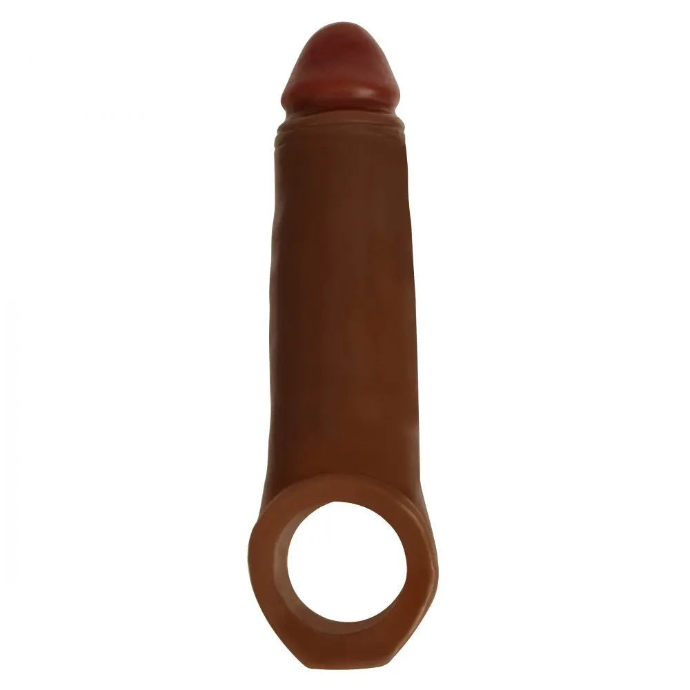 2 Inch Penis Enhancer with Ball Strap - Brown Cock Sleeve Penis Extenders and Sleeves