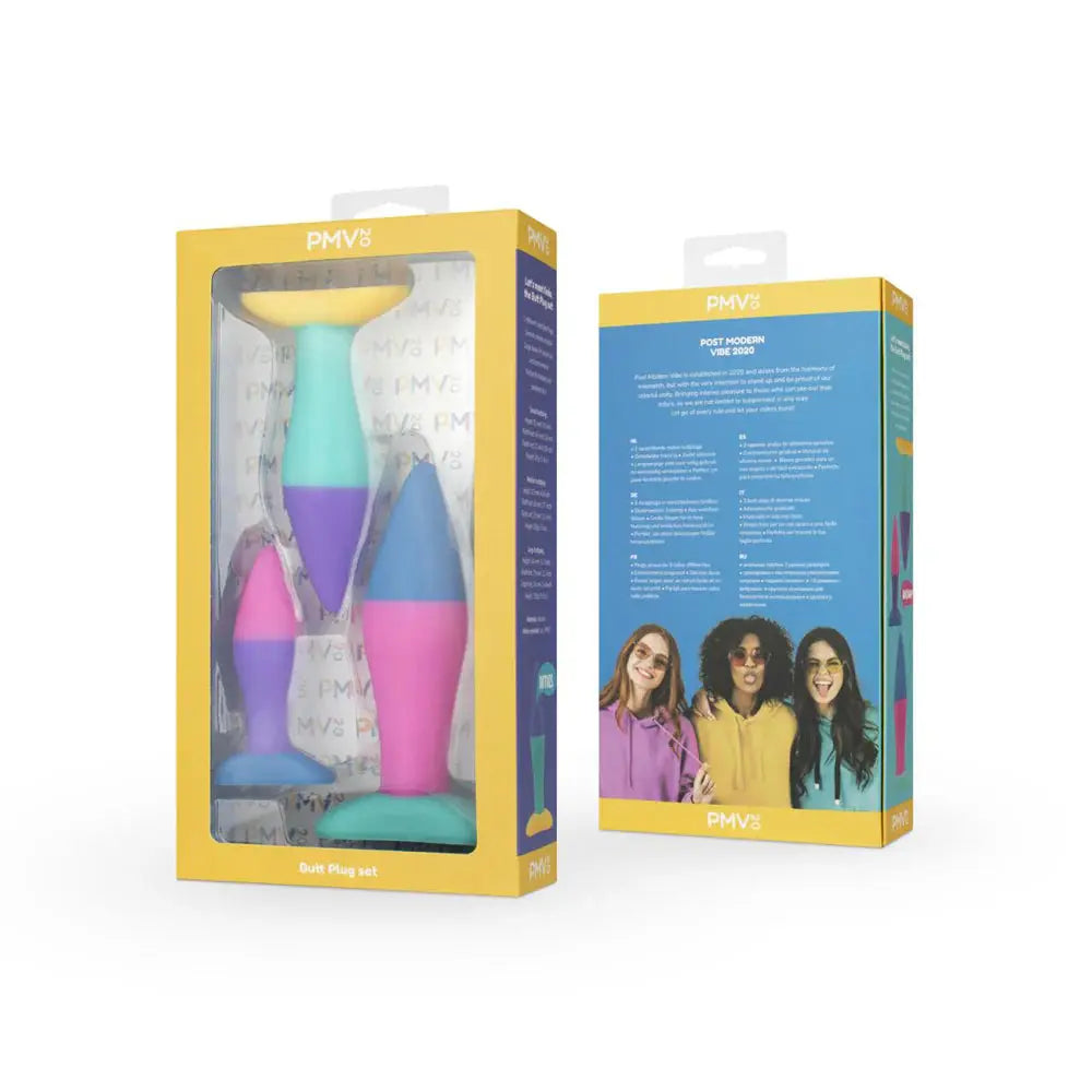 3-Piece Butt Plug Set Multicolor Anal Training Kit Anal - Kits