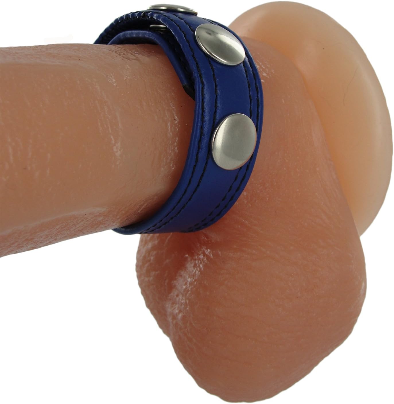 Blue Leather Cock Ring Sex Toy for Men - Speed Snap Cock Ring