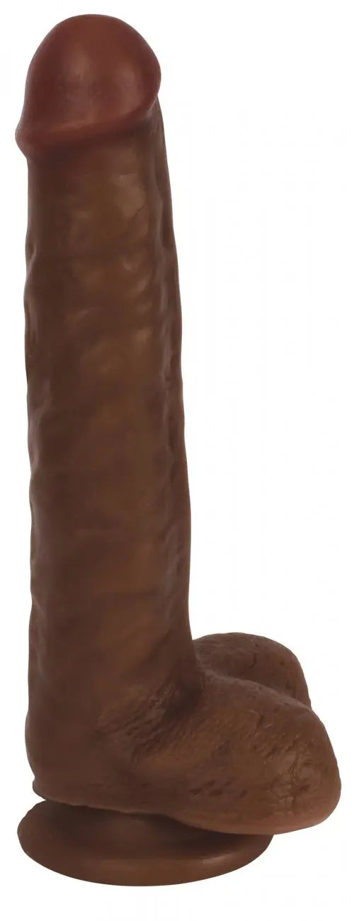 8 Inch Slim Dildo with Balls - Dark Suction Cup Dildos