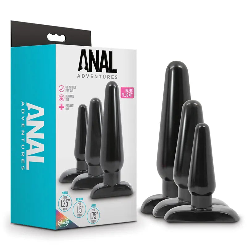 Anal Adventures 3-Piece Basic Plug Kit Black Anal - Kits