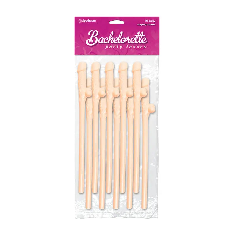 Bachelorette Party Favors 10-Piece Dicky Sipping Straws Beige Bachelorette - Party Supplies