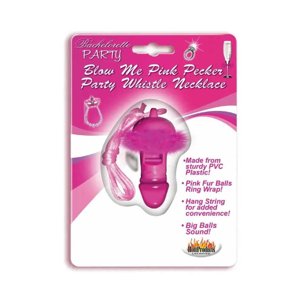 Blow Me Pink Pecker Whistle Necklace Bachelorette Party Supplies Bachelorette - Novelty Items