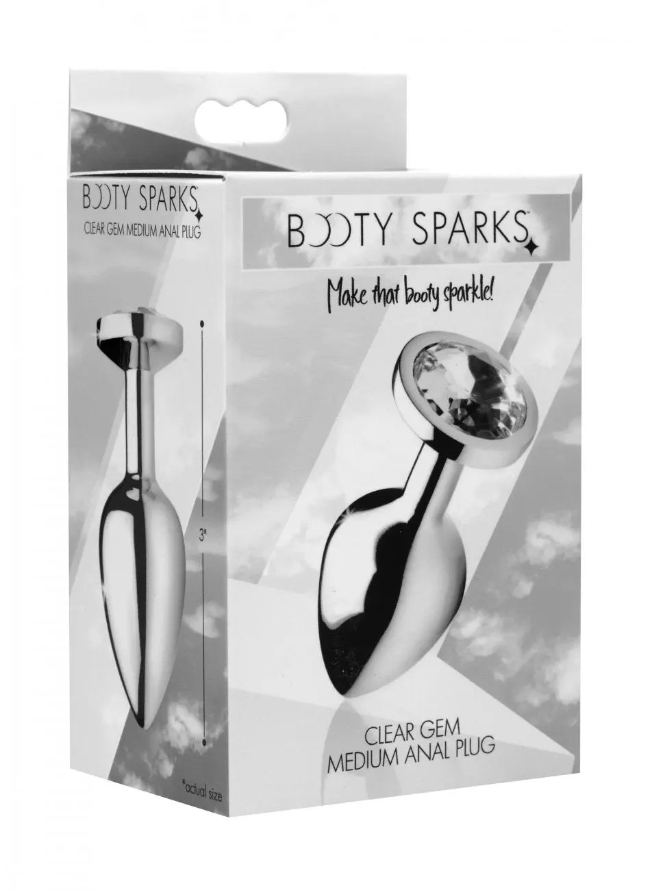 Clear Gem Anal Plug Sex Toy - Medium Jewel Butt Plug Metal Anal Plug Sex Toy