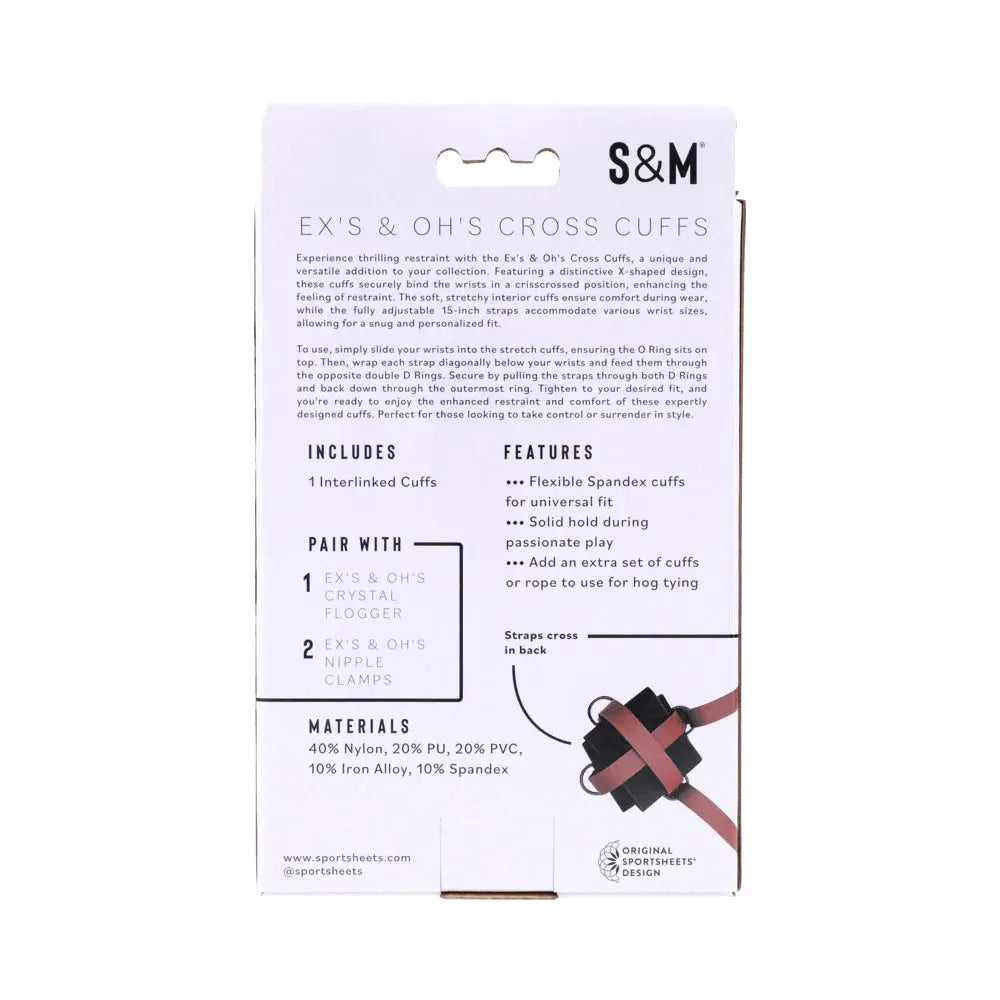 Cross Cuffs - Red Bondage Cuffs Sportsheets Sex and Mischief Fetish - Cuffs & Restraints