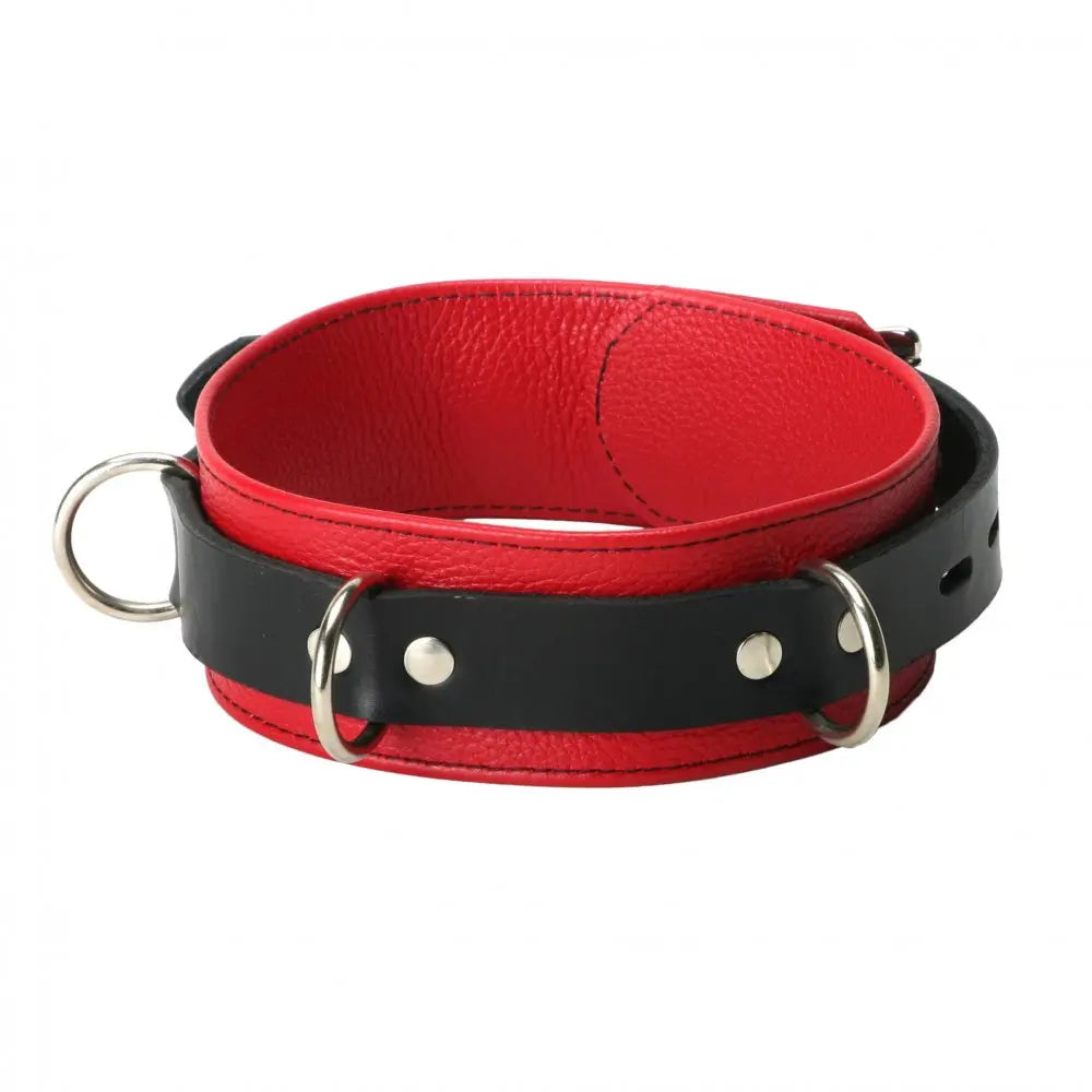 Deluxe Red Leather BDSM Collar Luxury Locking Bondage Collar Collars and Leads