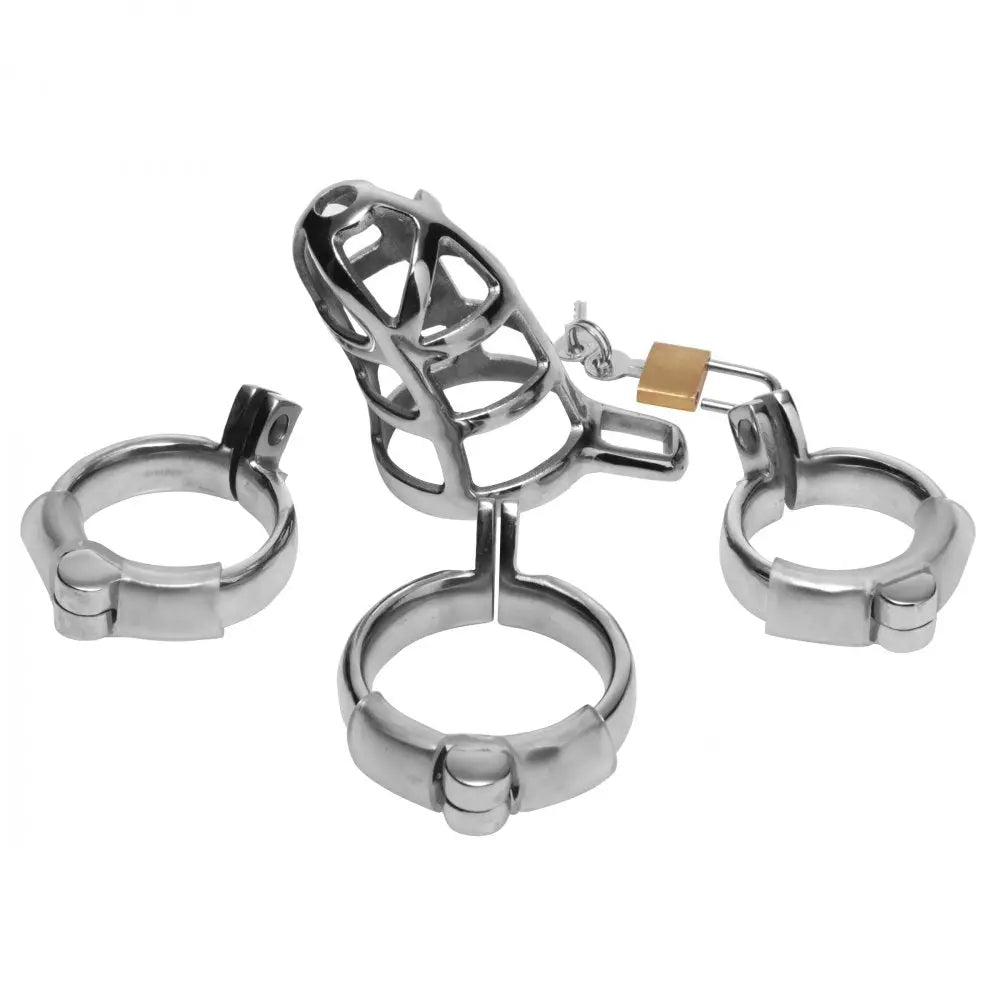 Detained Stainless Steel Chastity Cage BDSM CBT Toys Femdom Chastity