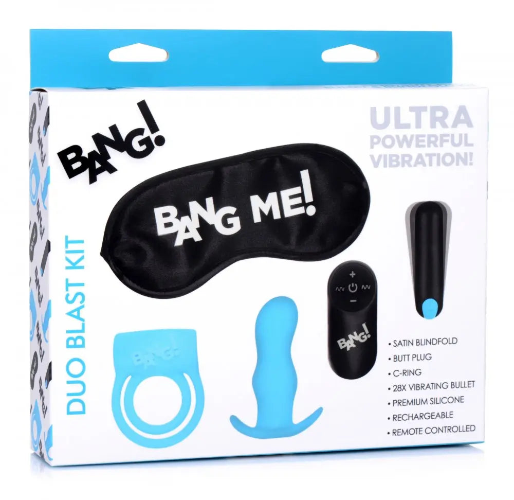 Duo Blast Remote Control Cock Ring and Butt Plug Vibe Kit Vibrator Kits and Accessories