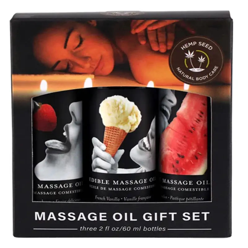Edible Massage Oil Gift Set: Original 2 fl oz / 60 ml Lubes, Lotions and Accessories