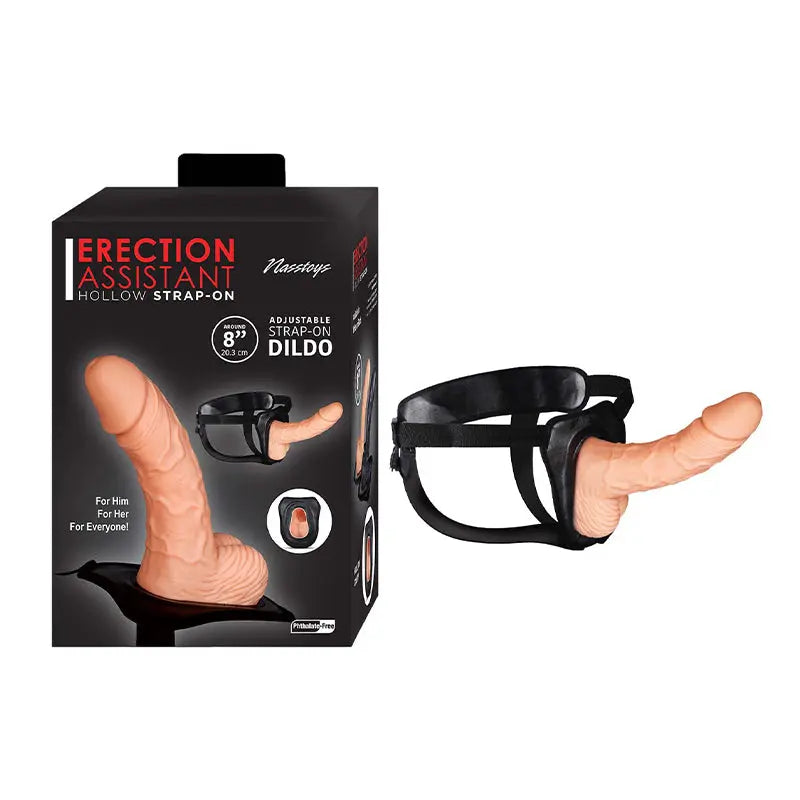 Erection Assistant Hollow Strap-On 8 in. White Harnesses