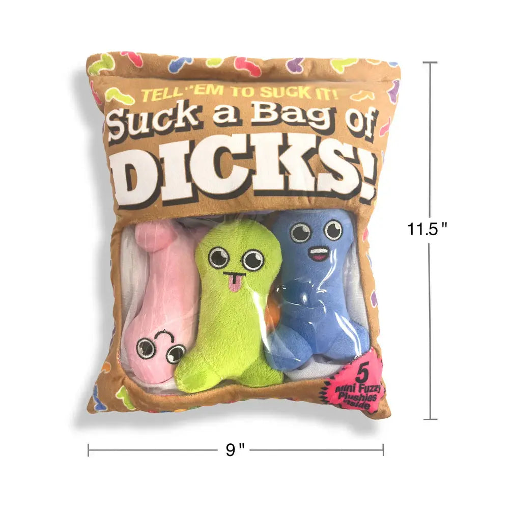 Funny Adult Gift Suck a Bag of Dicks Plushy Pillow with 5 Dicks Novelties - Gag Gifts