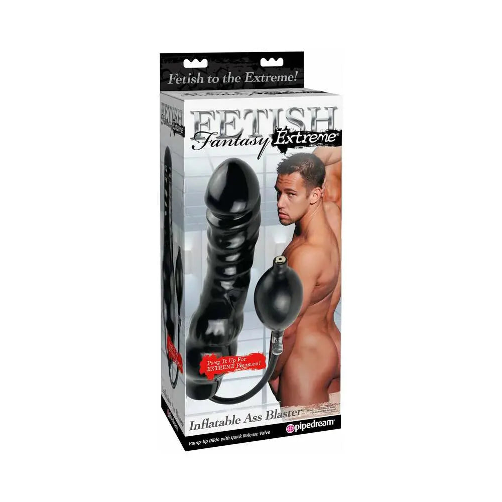 Inflatable Dildo Extreme Inflatable Ass Blaster 11 in. Inflating Dildo Black Inflatable Toys