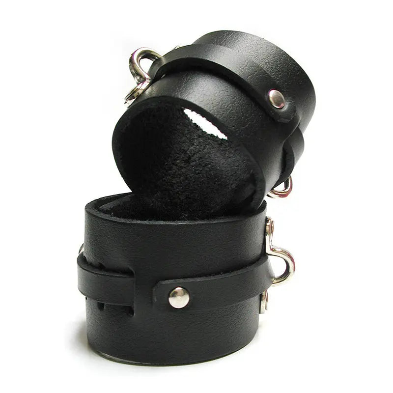 Kinklab Bondage Basics Leather Ankle Cuffs - Black Fetish - Cuffs & Restraints