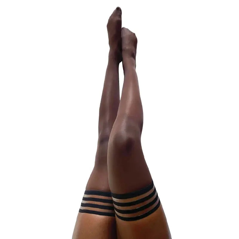Kixies Marissa Sheer Thigh-High Brown Size B Lingerie - Stockings & Leggings