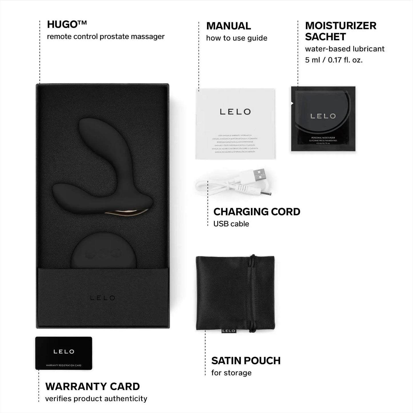 LELO Hugo Prostate Massager Anal Sex Toy for Men Black For Him