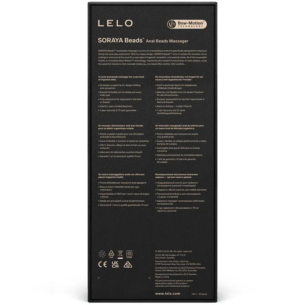 LELO SORAYA Anal Beads Massager Black Vibrating Anal Dildo Vibrating Anal Sex Toy