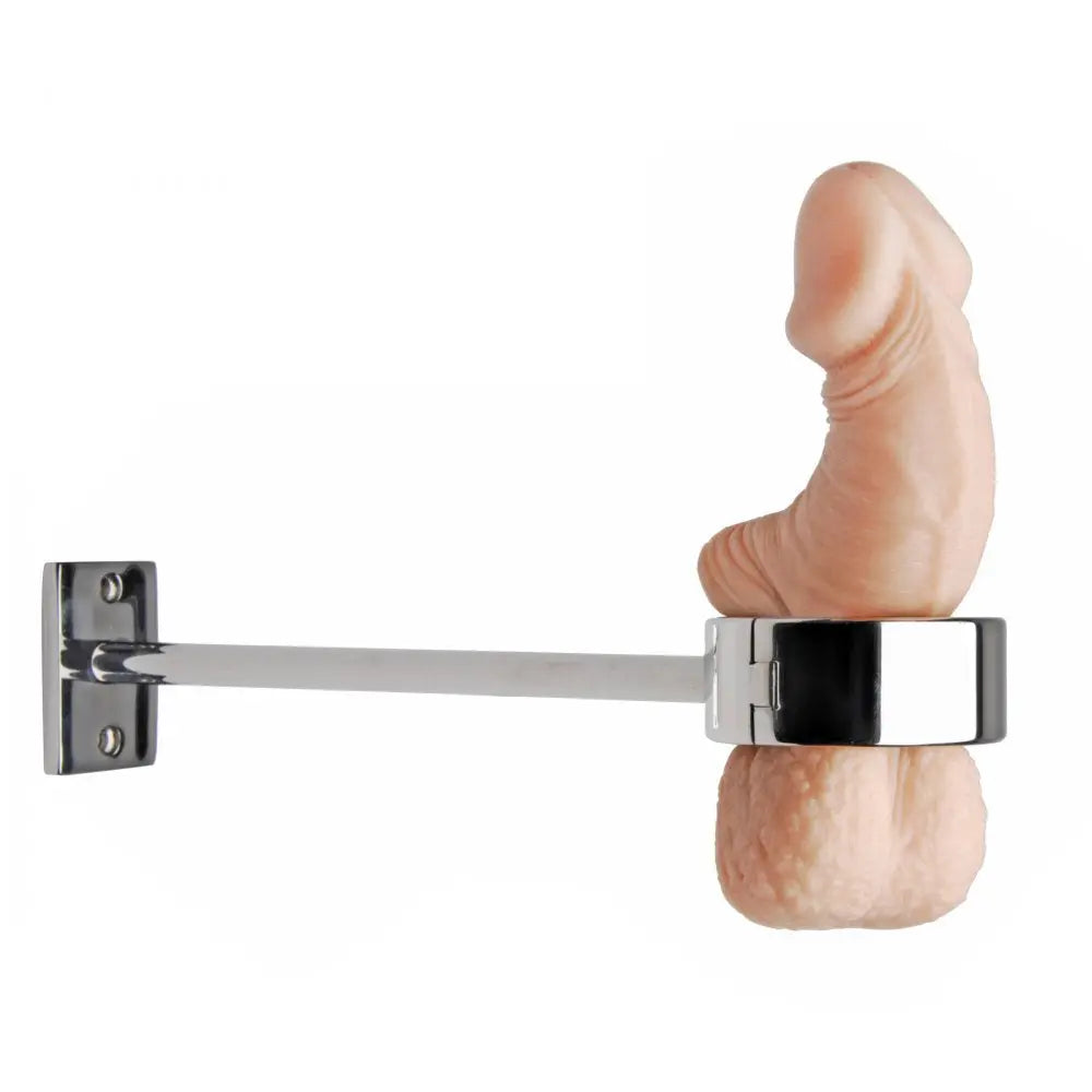 Locking Mounted CBT Scrotum Cuff with Bar Cock and Ball Torture Cock and Ball Torture