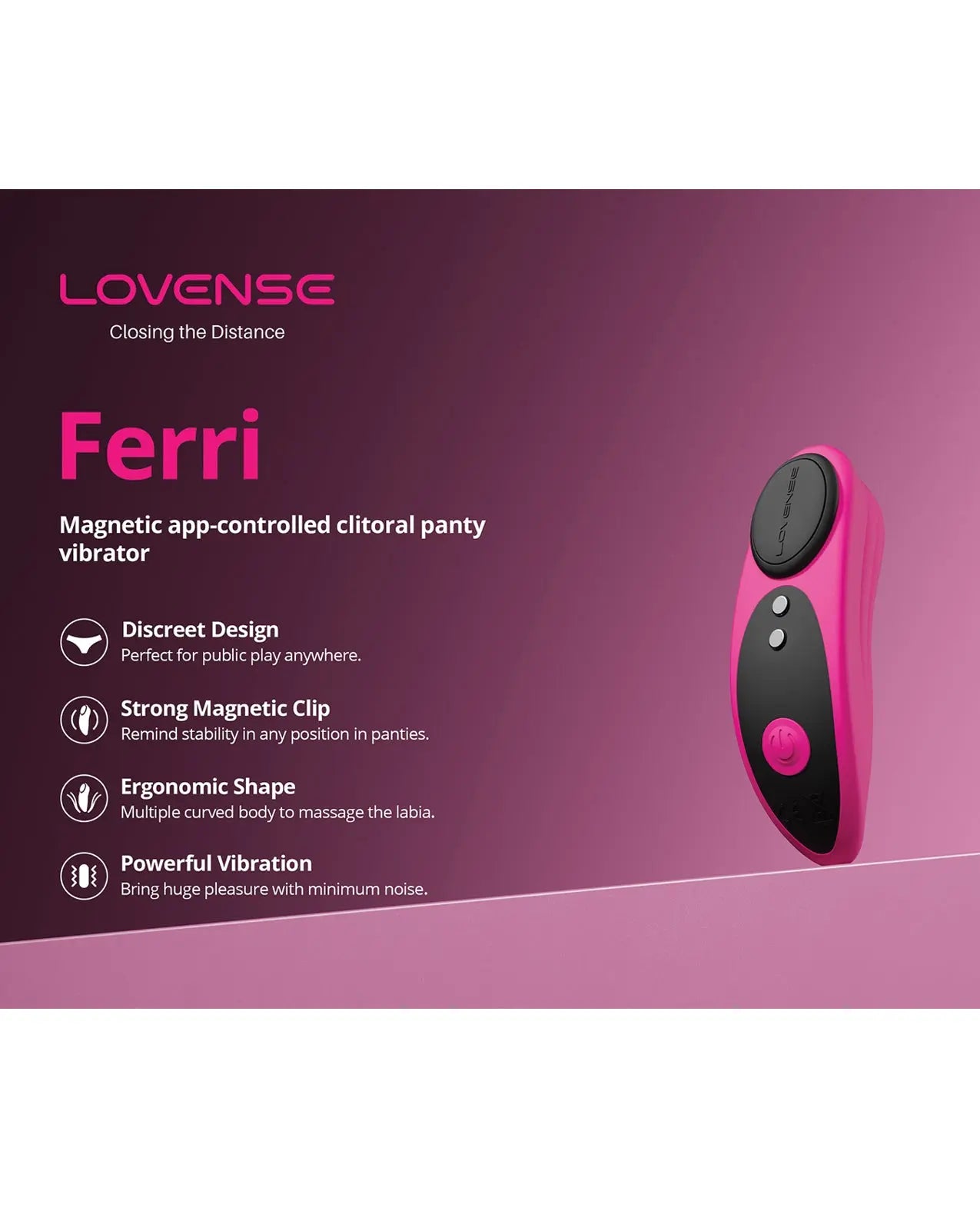 Lovense Ferri Bluetooth Remote-Controlled Panty Vibrator Sex Toy for Couples Vibrating Panties