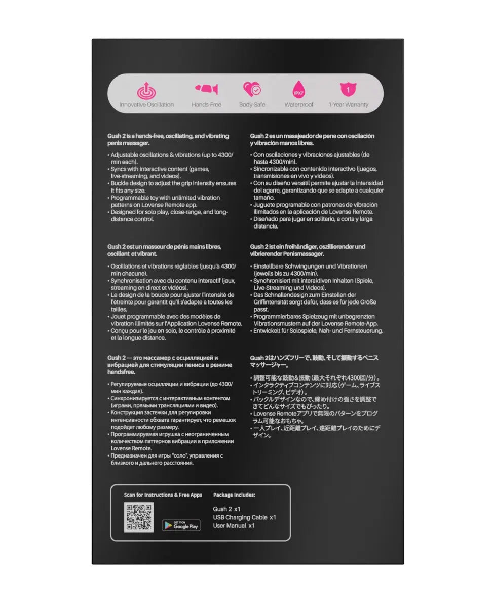 Lovense Gush 2 Handsfree Bluetooth Male Masturbator Sex Toy for Men Sex Toy for Men