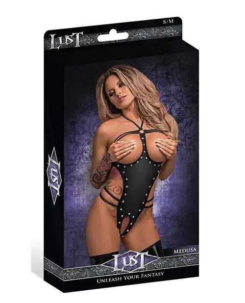 Lust Fetish Medusa Teddy Black L/XL Lingerie - Fetish Wear