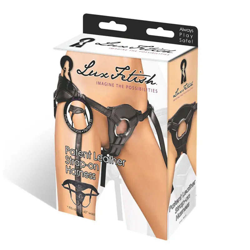 Lux Fetish Patent Leather Strap-On Harness Black Harnesses