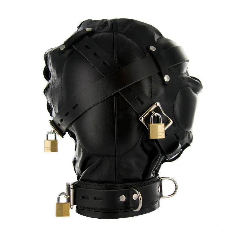 Luxury Bondage Hood Strict Leather Sensory Deprivation Hood - SM Luxury Leather