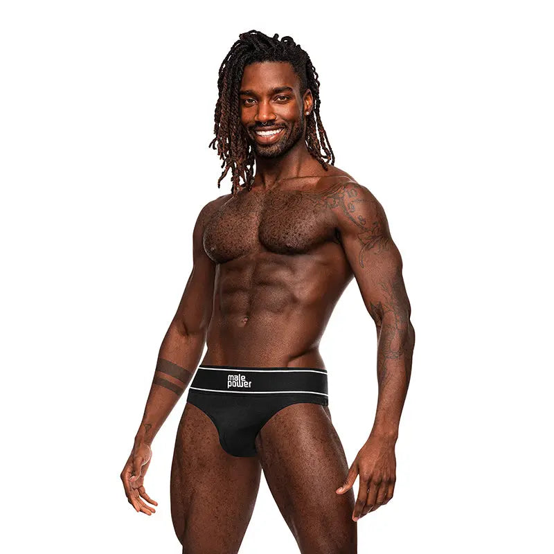 Male Power Modal Rib Bong Thong Black L/XL Men - Underwear