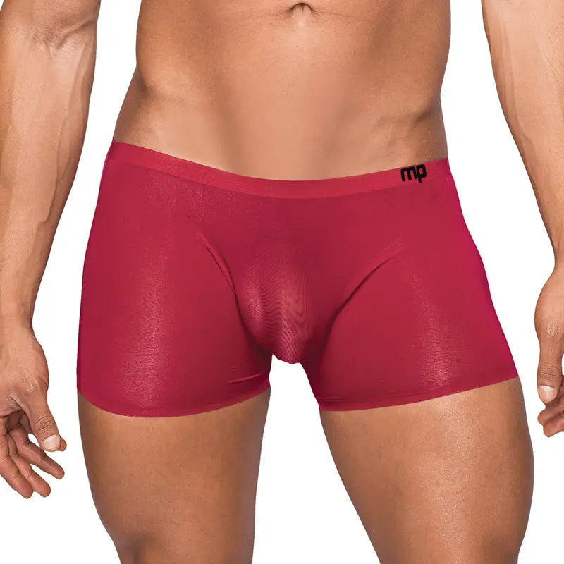 Male Power Seamless Sleek Sleek Short w/sheer pouch Wine Medium Men - Underwear