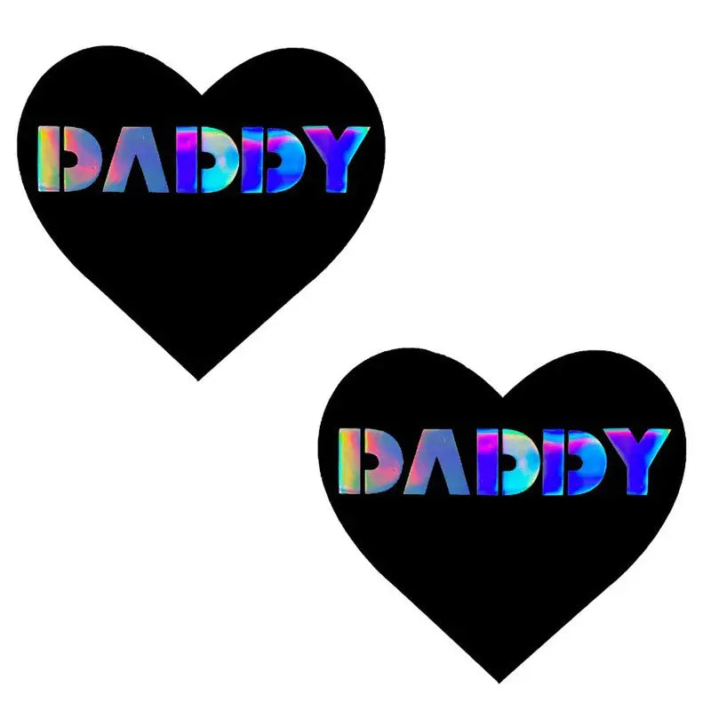 Neva Nude Pasty Daddy Heart Vinyl Black Lingerie - Pasties and Tassels