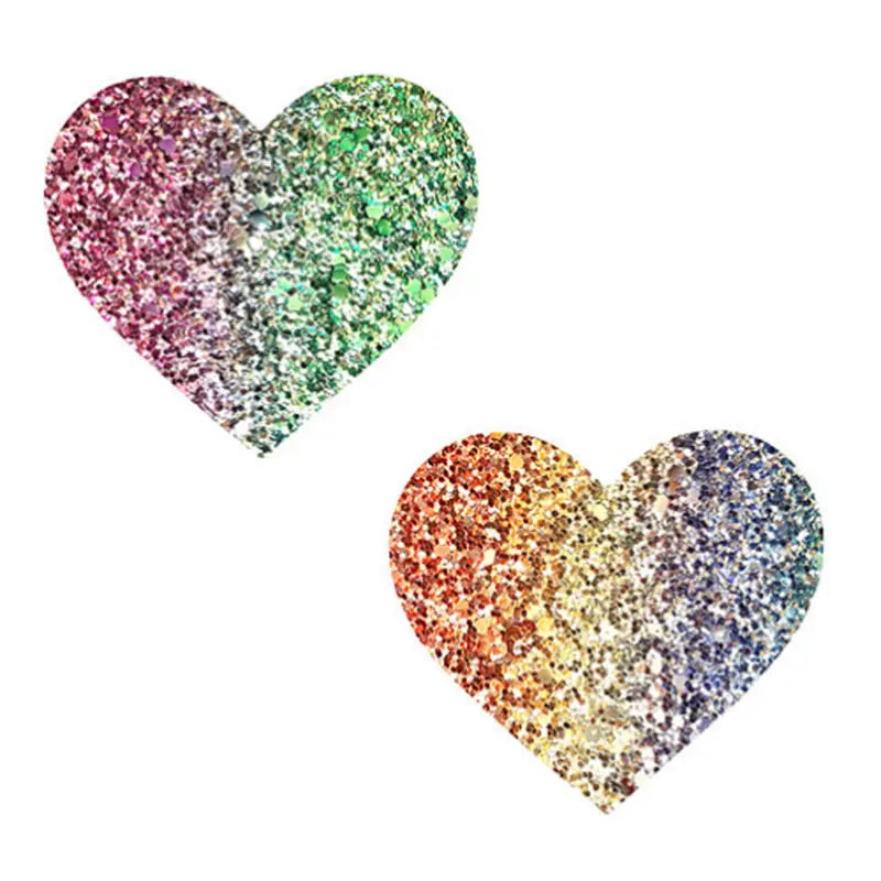Neva Nude Pasty Heart Glitter Multicolor Lingerie - Pasties and Tassels