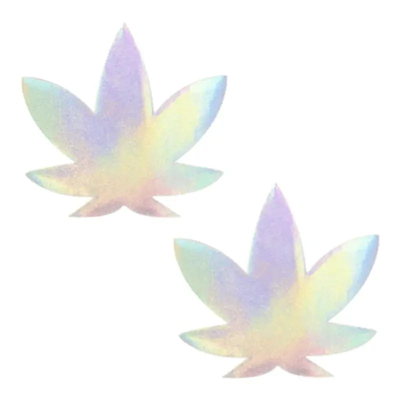 Neva Nude Pasty Weed Leaf Holographic Lingerie - Pasties and Tassels