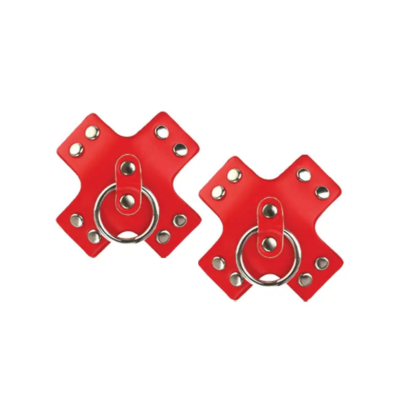 Nipplicious Seducer Leather Pasties With Ring Red Lingerie - Pasties and Tassels