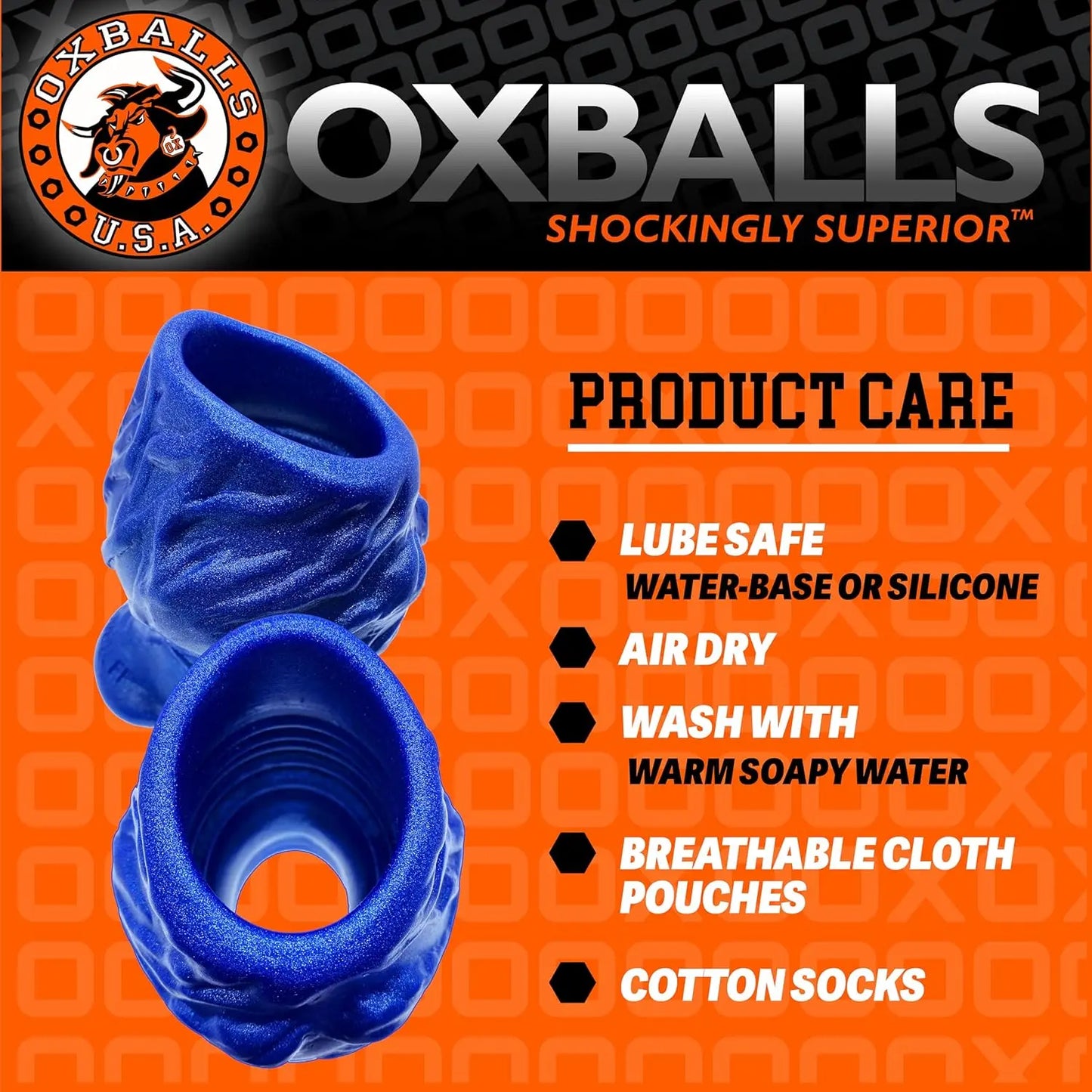 Oxballs Pighole Squeal FF Large Hollow Anal Plug - Blue Anal Plug Sex Toy