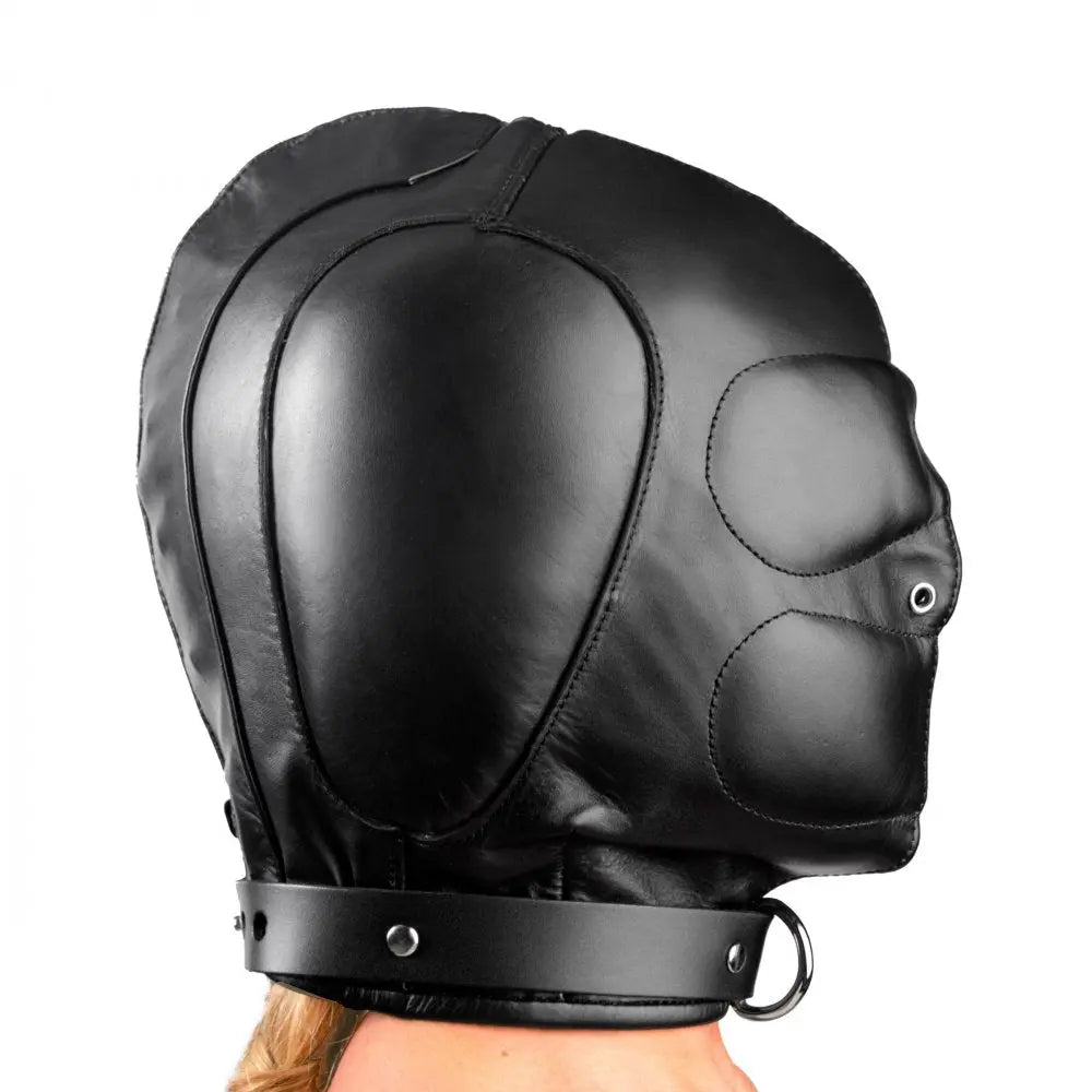 Padded BDSM Hood Luxury Leather Bondage Hood - Medium / Large Bondage Hood