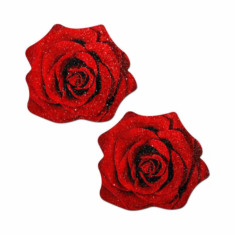 Pastease Glitter Blooming Rose Pasties Red Lingerie - Pasties and Tassels