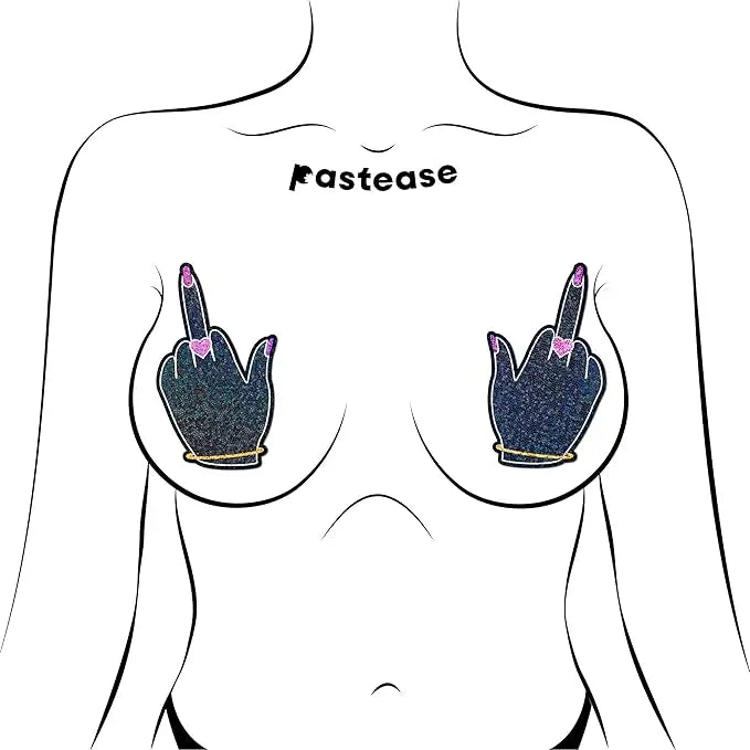 Pastease Glitter Fuck You Middle Finger Pasties Lingerie - Pasties and Tassels