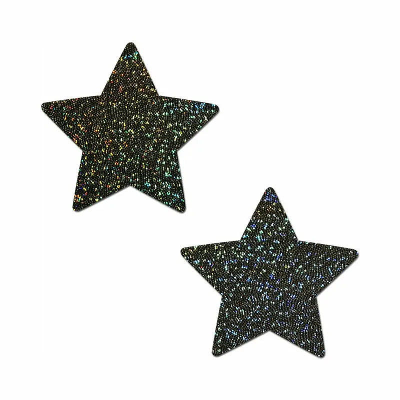 Pastease Glitter Star Pasties Black Lingerie - Pasties and Tassels