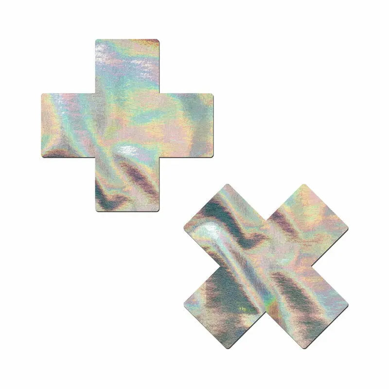 Pastease Holographic Crosses Pasties Silver Lingerie - Pasties and Tassels