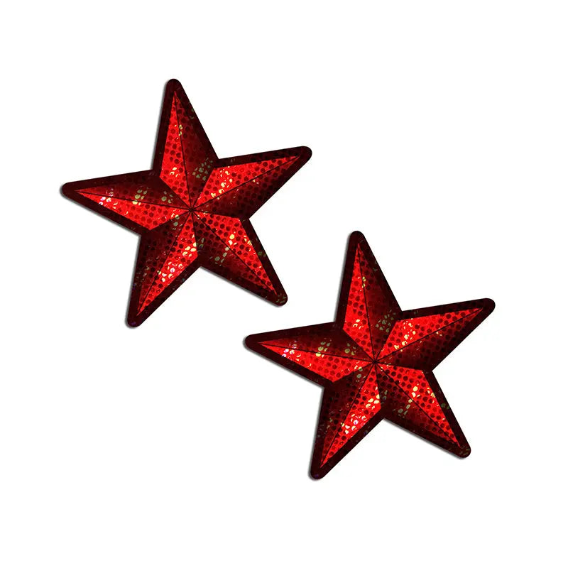 Pastease Nautical Star: Diamond Thom Red Disco Sailor Star Nipple Pasties Lingerie - Pasties and Tassels