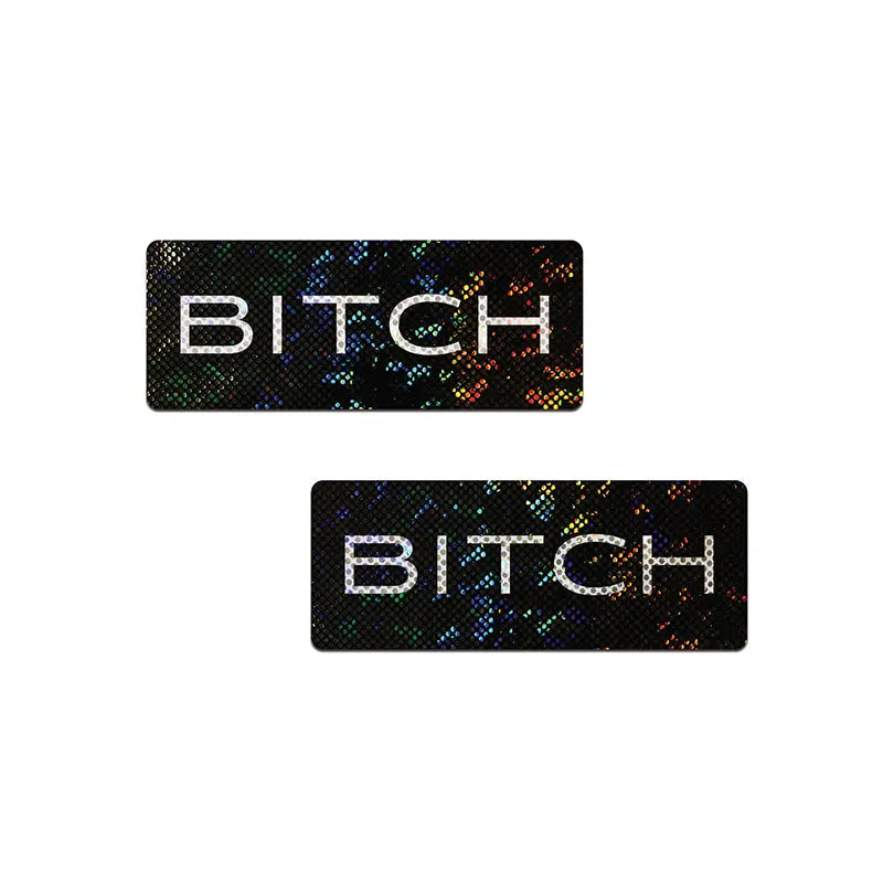 Pastease Shattered Glass Disco Ball Black BITCH Bar Nipple Pasties Lingerie - Pasties and Tassels