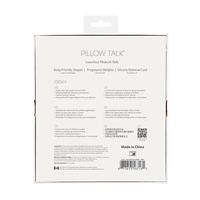 Pillow Talk Sex Toy Frisky Pleasure Balls Kegel Sex Toy Kegel Weights Vibrator