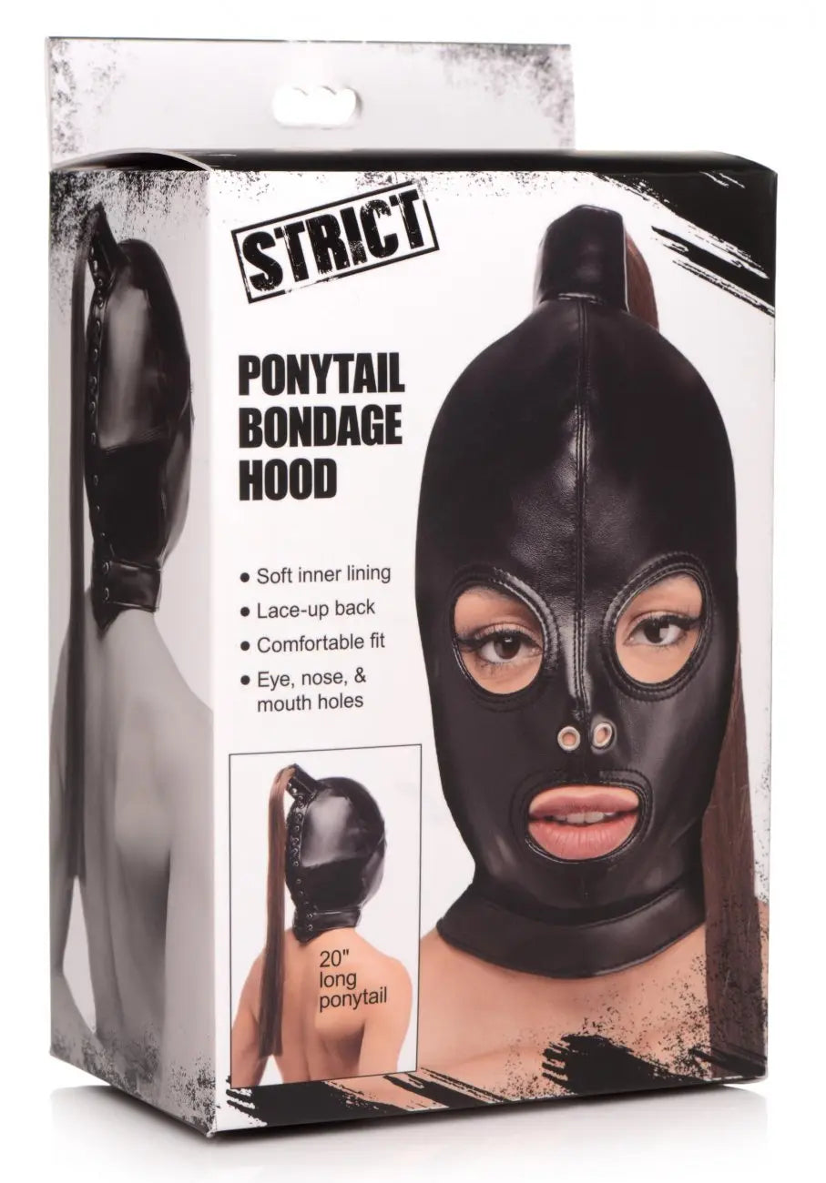 Ponytail Bondage Hood BDSM Face Cover With Ponytail Bondage Hood