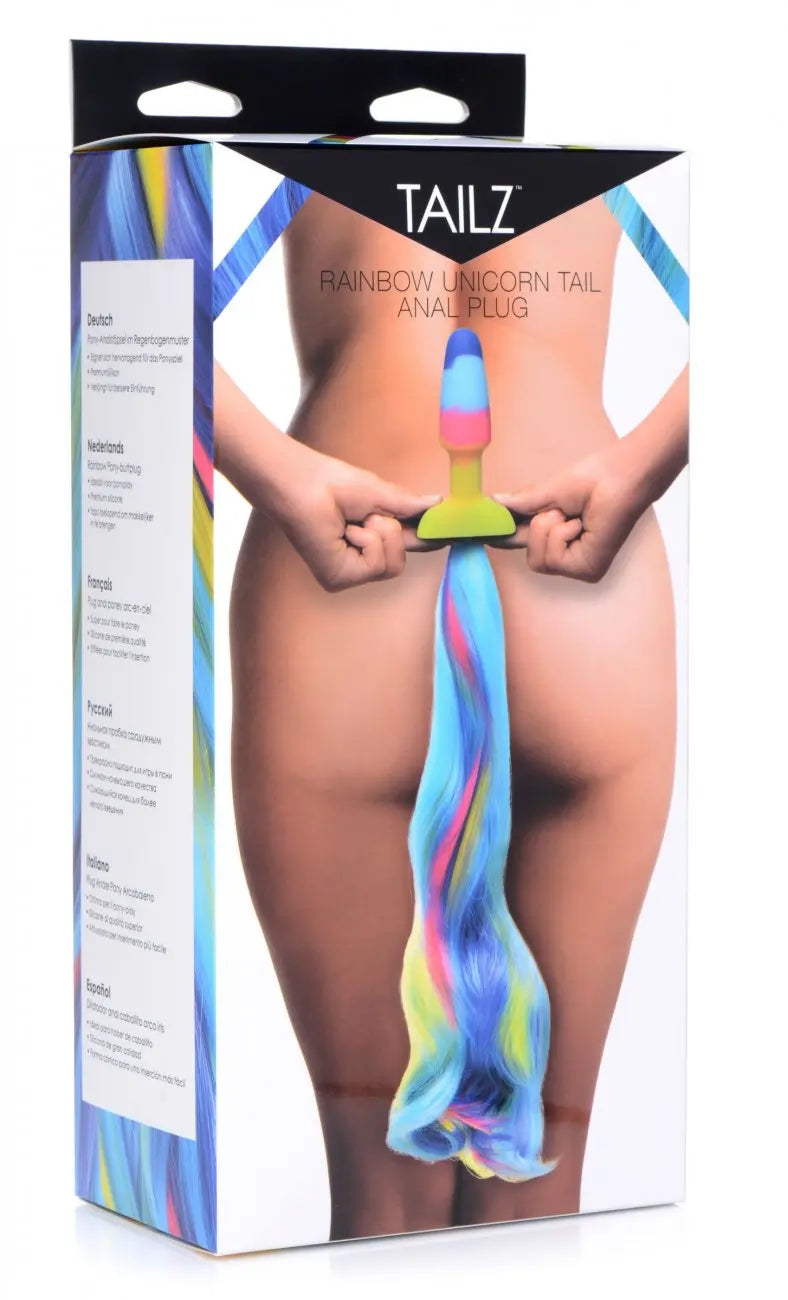 Rainbow Unicorn Tail Anal Plug BDSM Pet Play Anal Plug