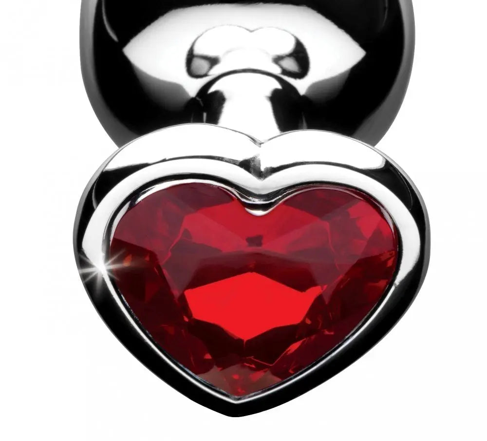 Red Heart Gem Anal Plug - Large Jewel Butt Plug Anal