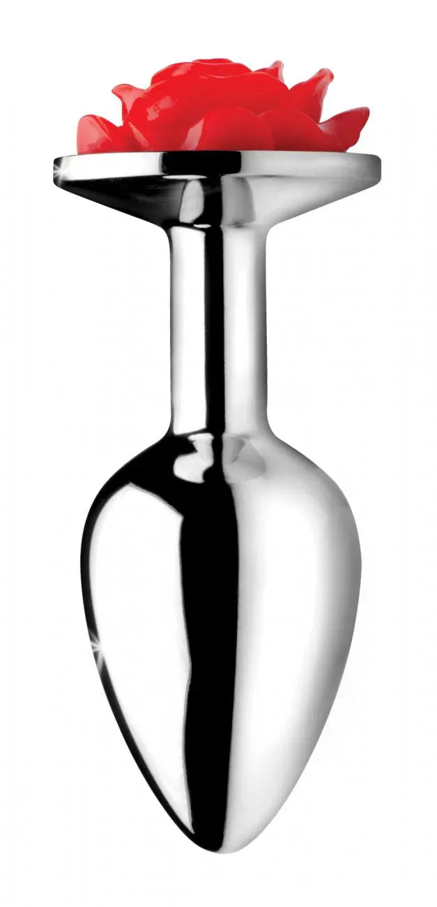 Red Rose Anal Plug - Small Metal Butt Plug Anal