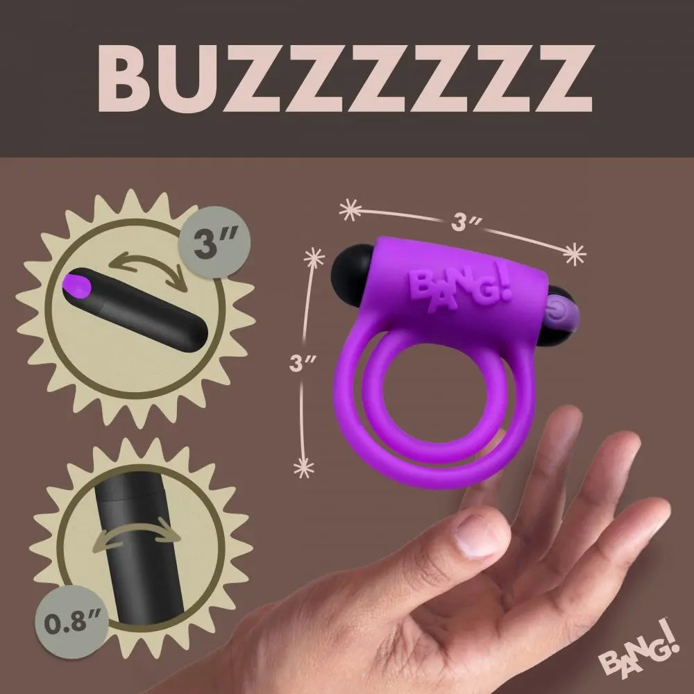 Remote Control 28X Vibrating Cock Ring and Bullet - Purple Cock Rings